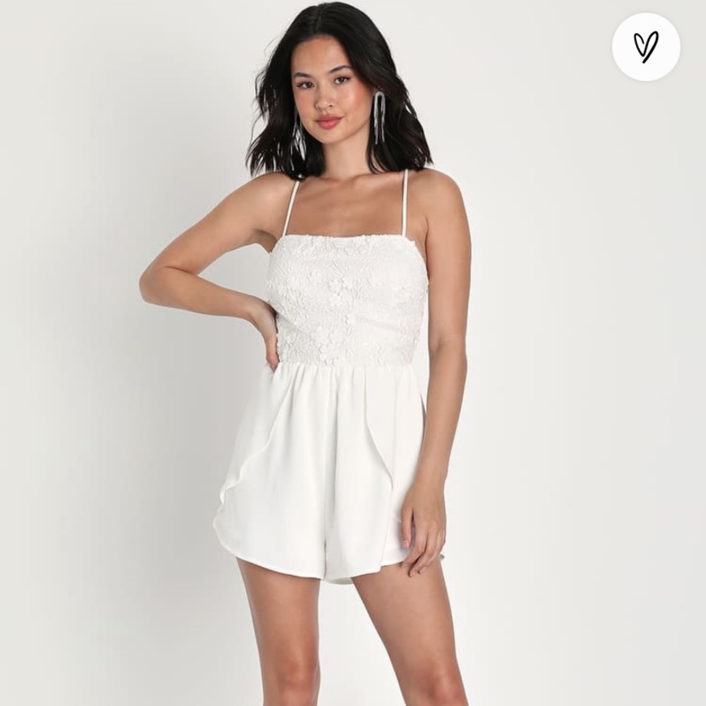 Lulus White Sequin Embroidered Romper